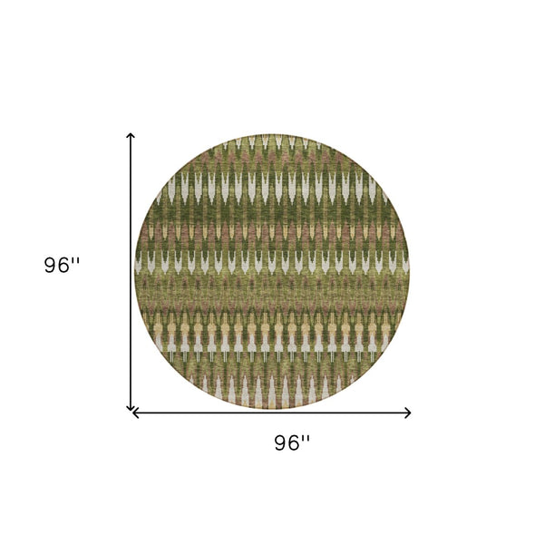 Homeroots 3' Beige Taupe And Gold Southwestern Indoor Outdoor Area Rug - Durable, Washable, Stylish Decor 8' Round Polyester 589820