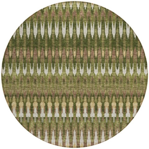 Homeroots 3' Beige Taupe And Gold Southwestern Indoor Outdoor Area Rug - Durable, Washable, Stylish Decor 8' Round Polyester 589820