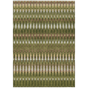 HomeRoots 5' Olive Green Brown Gold Southwestern Area Rug - Durable, Washable, Ideal for Indoor & Outdoor Spaces 8' X 10' 589821