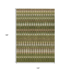 Homeroots 3' Beige Taupe And Gold Southwestern Indoor Outdoor Area Rug - Durable, Washable, Stylish Decor 10' X 14' Polyester 589823