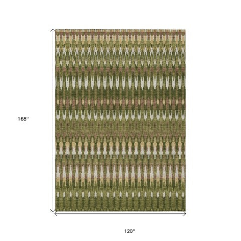 Homeroots 3' Beige Taupe And Gold Southwestern Indoor Outdoor Area Rug - Durable, Washable, Stylish Decor 10' X 14' Polyester 589823