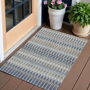 Homeroots 3' Beige Taupe And Gold Southwestern Indoor Outdoor Area Rug - Durable, Washable, Stylish Decor 3' X 5' Polyester 589830