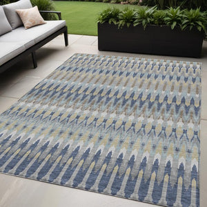 Homeroots 3' Beige Taupe And Gold Southwestern Indoor Outdoor Area Rug - Durable, Washable, Stylish Decor 5' X 8' Polyester 589831