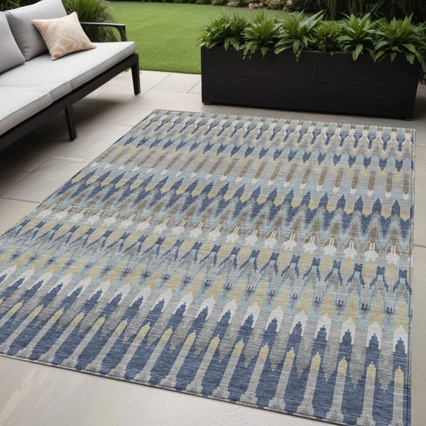 Homeroots 3' Beige Taupe And Gold Southwestern Indoor Outdoor Area Rug - Durable, Washable, Stylish Decor 5' X 8' Polyester 589831