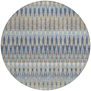 Homeroots 3' Beige Taupe And Gold Southwestern Indoor Outdoor Area Rug - Durable, Washable, Stylish Decor 8' Round Polyester 589832