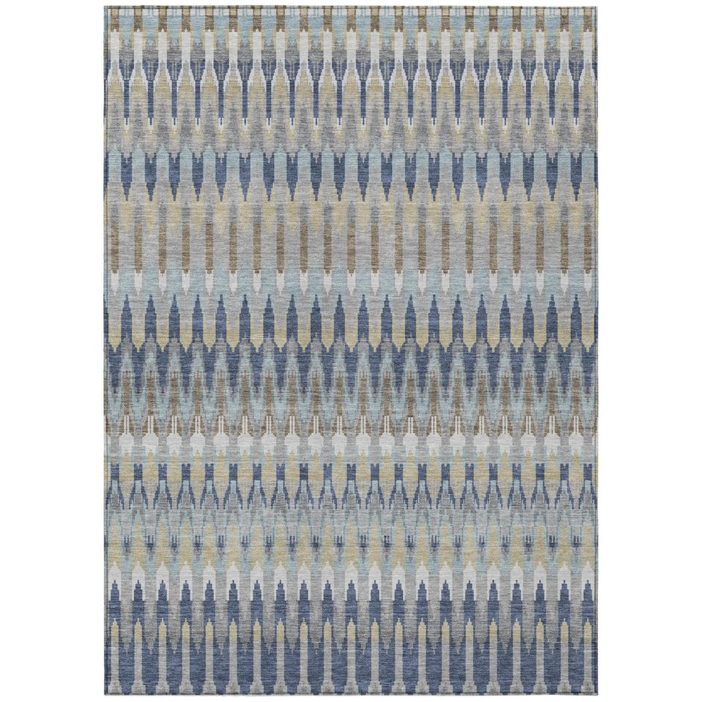 HomeRoots 9' Southwestern Indoor Outdoor Area Rug in Taupe, Navy & Denim Blue - Durable, Washable & Stylish 9' X 12' 589834