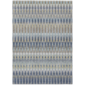 HomeRoots 9' Southwestern Indoor Outdoor Area Rug in Taupe, Navy & Denim Blue - Durable, Washable & Stylish 9' X 12' 589834