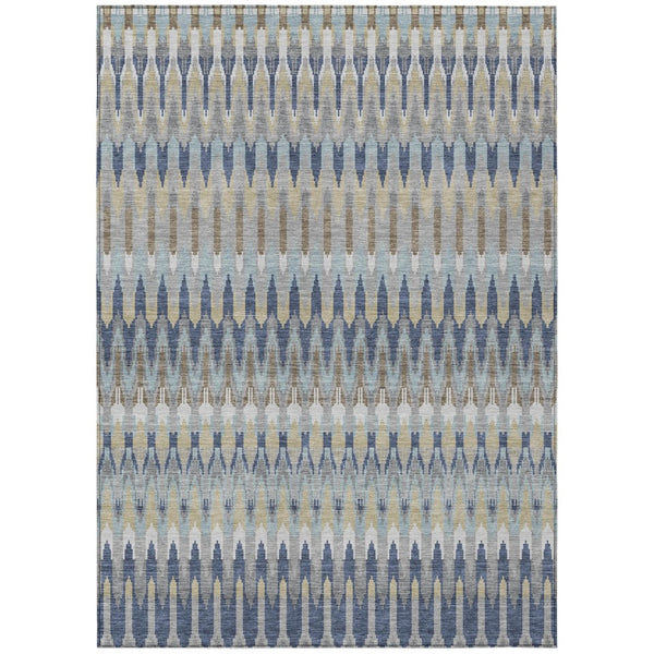 HomeRoots 9' Southwestern Indoor Outdoor Area Rug in Taupe, Navy & Denim Blue - Durable, Washable & Stylish 9' X 12' 589834