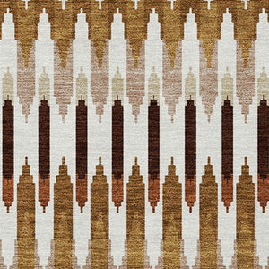 Homeroots 3' Beige Taupe And Gold Southwestern Indoor Outdoor Area Rug - Durable, Washable, Stylish Decor 3' X 5' Polyester 589836