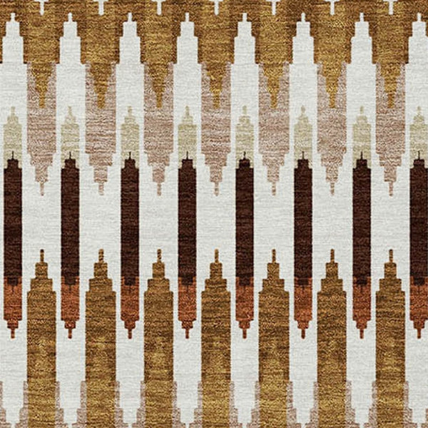 HomeRoots 5' Southwestern-Inspired Washable Area Rug in Terra Cotta, Beige & Red for Indoor and Outdoor Use 5' X 8' 589837