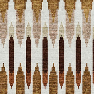 Homeroots 3' Beige Taupe And Gold Southwestern Indoor Outdoor Area Rug - Durable, Washable, Stylish Decor 5' X 8' Polyester 589837
