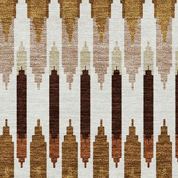 Homeroots 3' Beige Taupe And Gold Southwestern Indoor Outdoor Area Rug - Durable, Washable, Stylish Decor 5' X 8' Polyester 589837