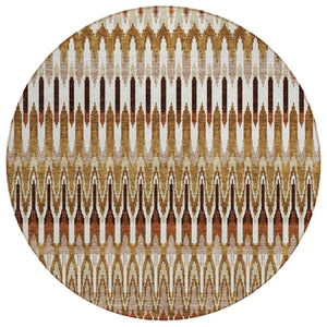 HomeRoots 5' Southwestern-Inspired Washable Area Rug in Terra Cotta, Beige & Red for Indoor and Outdoor Use 8' Round 589838