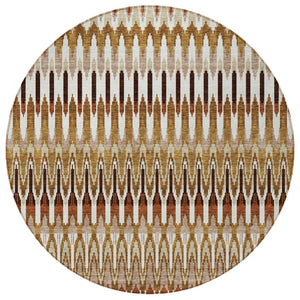 Homeroots 3' Beige Taupe And Gold Southwestern Indoor Outdoor Area Rug - Durable, Washable, Stylish Decor 8' Round Polyester 589838