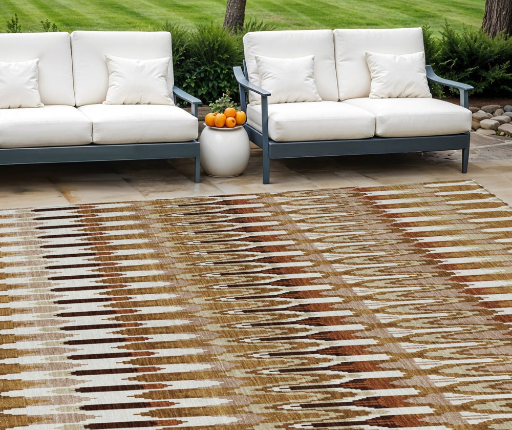 HomeRoots 5' Southwestern-Inspired Washable Area Rug in Terra Cotta, Beige & Red for Indoor and Outdoor Use 8' X 10' 589839