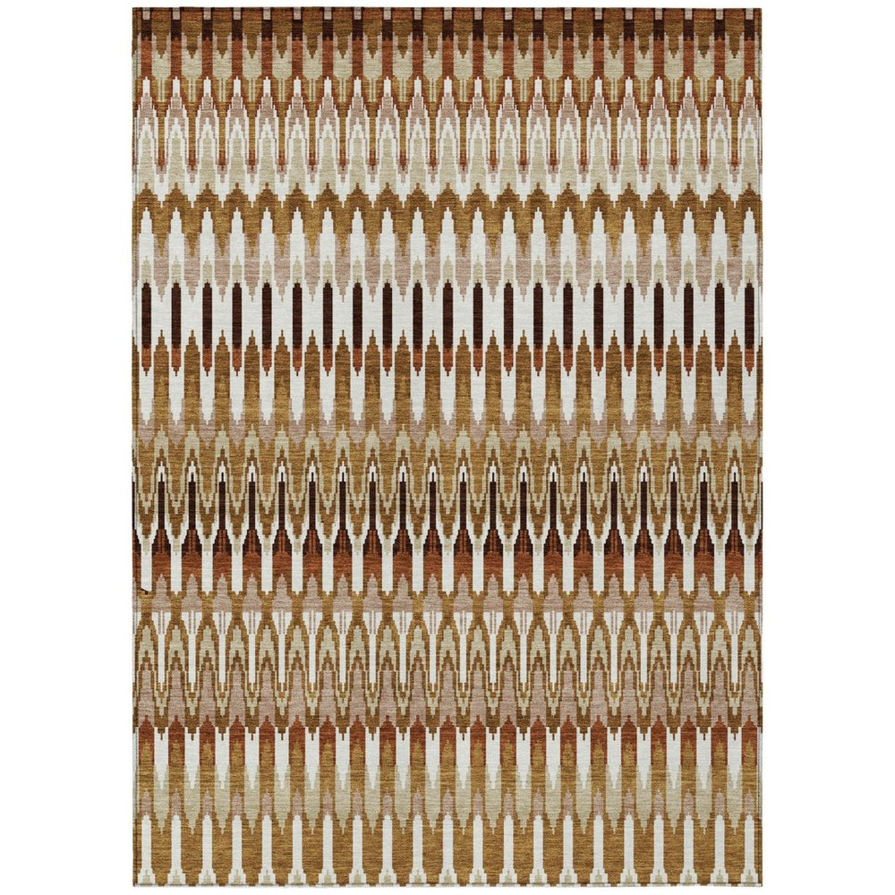 HomeRoots 5' Southwestern-Inspired Washable Area Rug in Terra Cotta, Beige & Red for Indoor and Outdoor Use 8' X 10' 589839
