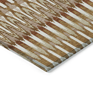 Homeroots 3' Beige Taupe And Gold Southwestern Indoor Outdoor Area Rug - Durable, Washable, Stylish Decor 8' X 10' Polyester 589839