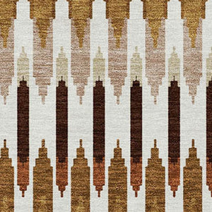 Homeroots 3' Beige Taupe And Gold Southwestern Indoor Outdoor Area Rug - Durable, Washable, Stylish Decor 8' X 10' Polyester 589839