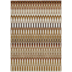 Homeroots 3' Beige Taupe And Gold Southwestern Indoor Outdoor Area Rug - Durable, Washable, Stylish Decor 9' X 12' Polyester 589840