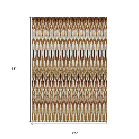 Homeroots 3' Beige Taupe And Gold Southwestern Indoor Outdoor Area Rug - Durable, Washable, Stylish Decor 10' X 14' Polyester 589841