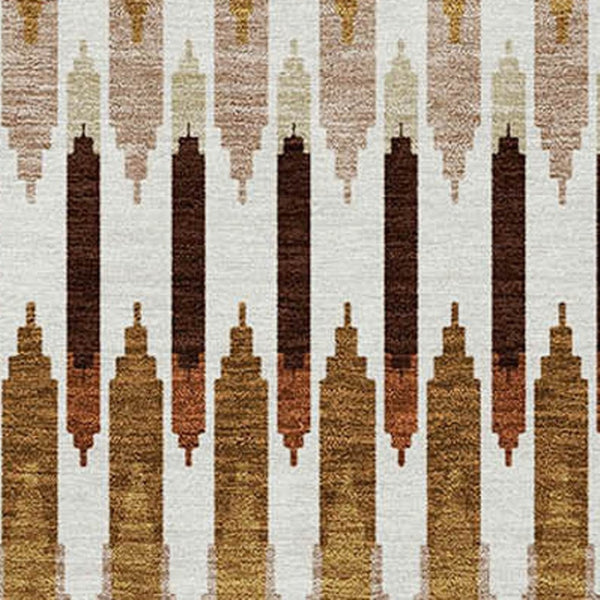 Homeroots 3' Beige Taupe And Gold Southwestern Indoor Outdoor Area Rug - Durable, Washable, Stylish Decor 10' X 14' Polyester 589841