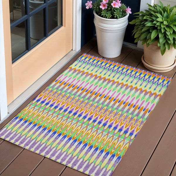 Homeroots 3' Beige Taupe And Gold Southwestern Indoor Outdoor Area Rug - Durable, Washable, Stylish Decor 3' X 5' Polyester 589842