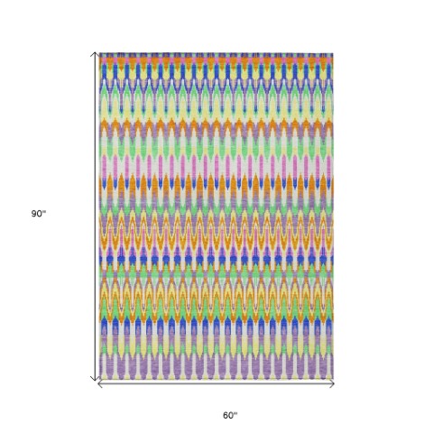 Homeroots 3' Beige Taupe And Gold Southwestern Indoor Outdoor Area Rug - Durable, Washable, Stylish Decor 5' X 8' Polyester 589843