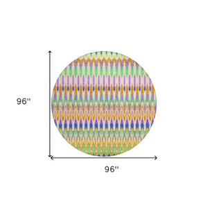 Homeroots 3' Beige Taupe And Gold Southwestern Indoor Outdoor Area Rug - Durable, Washable, Stylish Decor 8' Round Polyester 589844