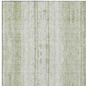 Homeroots 3' Artichoke Green And Ivory Striped Washable Indoor Outdoor Area Rug For Stylish Living Spaces 5' X 8' Polyester 589849