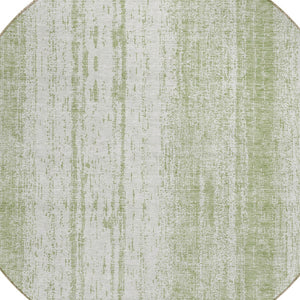 Homeroots 3' Artichoke Green And Ivory Striped Washable Indoor Outdoor Area Rug For Stylish Living Spaces 8' Round Polyester 589850