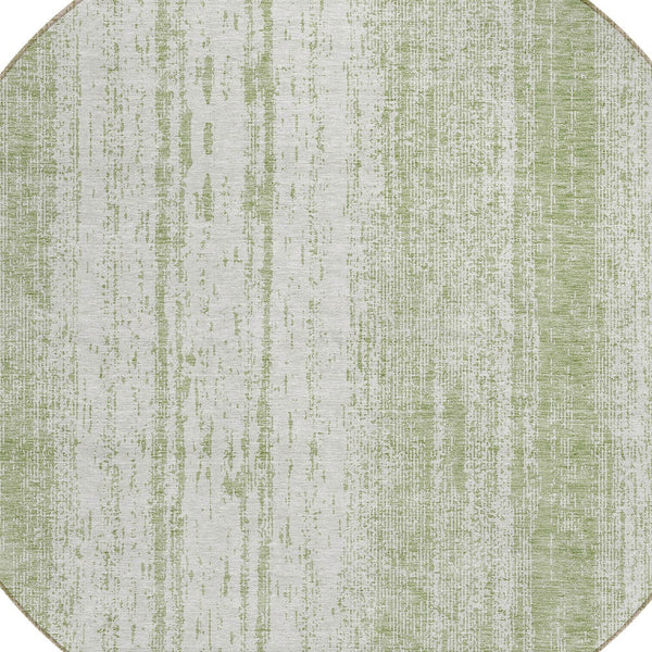 Homeroots 3' Artichoke Green And Ivory Striped Washable Indoor Outdoor Area Rug For Stylish Living Spaces 8' Round Polyester 589850