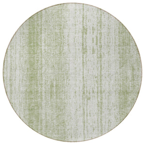 Homeroots 3' Artichoke Green And Ivory Striped Washable Indoor Outdoor Area Rug For Stylish Living Spaces 8' Round Polyester 589850