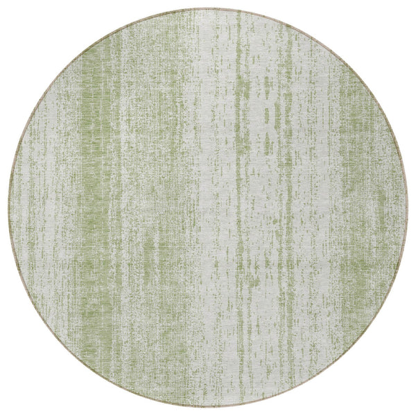 Homeroots 3' Artichoke Green And Ivory Striped Washable Indoor Outdoor Area Rug For Stylish Living Spaces 8' Round Polyester 589850