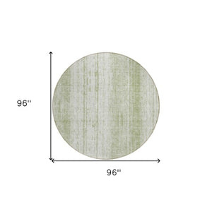 Homeroots 3' Artichoke Green And Ivory Striped Washable Indoor Outdoor Area Rug For Stylish Living Spaces 8' Round Polyester 589850