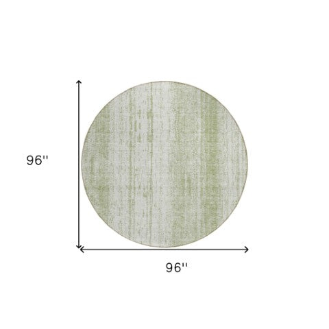 Homeroots 3' Artichoke Green And Ivory Striped Washable Indoor Outdoor Area Rug For Stylish Living Spaces 8' Round Polyester 589850