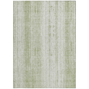 Homeroots 3' Artichoke Green And Ivory Striped Washable Indoor Outdoor Area Rug For Stylish Living Spaces 9' X 12' Polyester 589852