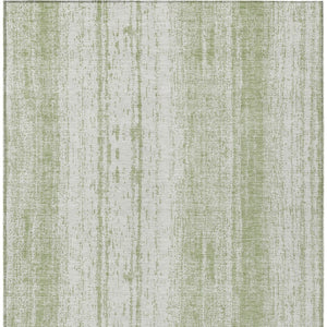 Homeroots 3' Artichoke Green And Ivory Striped Washable Indoor Outdoor Area Rug For Stylish Living Spaces 10' X 14' Polyester 589853