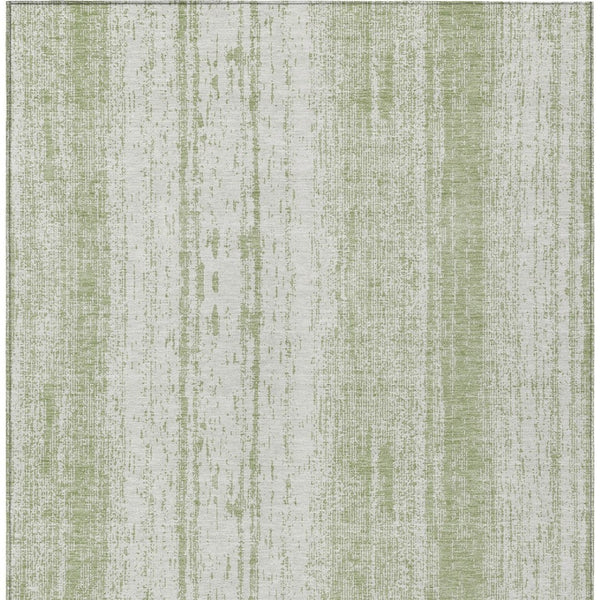 Homeroots 3' Artichoke Green And Ivory Striped Washable Indoor Outdoor Area Rug For Stylish Living Spaces 10' X 14' Polyester 589853