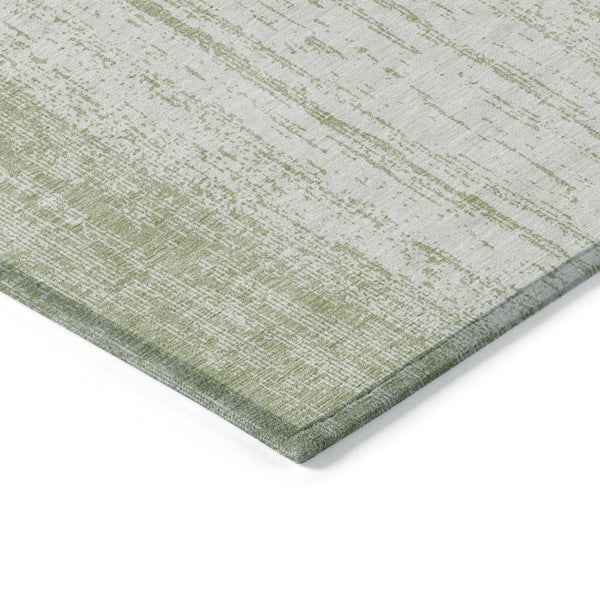 Homeroots 3' Artichoke Green And Ivory Striped Washable Indoor Outdoor Area Rug For Stylish Living Spaces 10' X 14' Polyester 589853