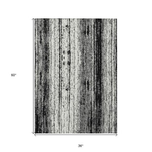 Homeroots 3' Artichoke Green And Ivory Striped Washable Indoor Outdoor Area Rug For Stylish Living Spaces 3' X 5' Polyester 589854