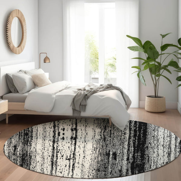 Homeroots 3' Artichoke Green And Ivory Striped Washable Indoor Outdoor Area Rug For Stylish Living Spaces 8' Round Polyester 589856