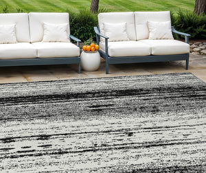 Homeroots 3' Artichoke Green And Ivory Striped Washable Indoor Outdoor Area Rug For Stylish Living Spaces 8' X 10' Polyester 589857