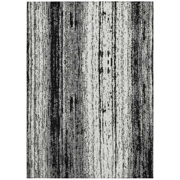 Homeroots 3' Artichoke Green And Ivory Striped Washable Indoor Outdoor Area Rug For Stylish Living Spaces 9' X 12' Polyester 589858