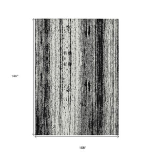 Homeroots 3' Artichoke Green And Ivory Striped Washable Indoor Outdoor Area Rug For Stylish Living Spaces 9' X 12' Polyester 589858