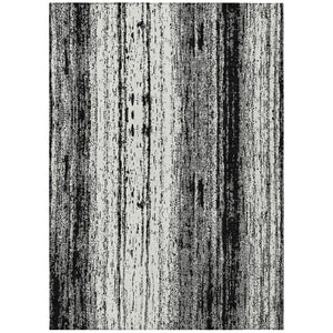 HomeRoots 5' Black and Ivory Striped Washable Area Rug - Stylish, Durable Design for Indoor and Outdoor Spaces 10' X 14' 589859