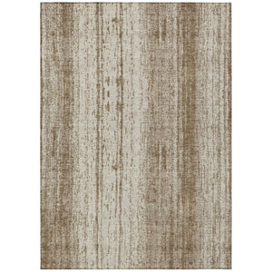 HomeRoots 5' Classic Brown and Ivory Striped Washable Area Rug for Indoor and Outdoor High-Traffic Spaces 5' X 8' 589861
