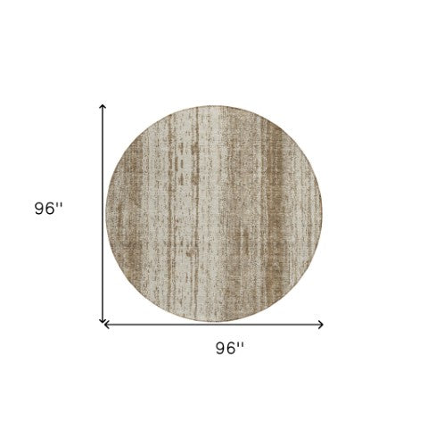 Homeroots 3' Artichoke Green And Ivory Striped Washable Indoor Outdoor Area Rug For Stylish Living Spaces 8' Round Polyester 589862