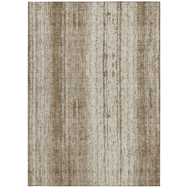 Homeroots 3' Artichoke Green And Ivory Striped Washable Indoor Outdoor Area Rug For Stylish Living Spaces 9' X 12' Polyester 589864