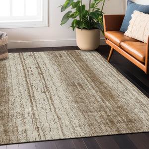 Homeroots 3' Artichoke Green And Ivory Striped Washable Indoor Outdoor Area Rug For Stylish Living Spaces 9' X 12' Polyester 589864