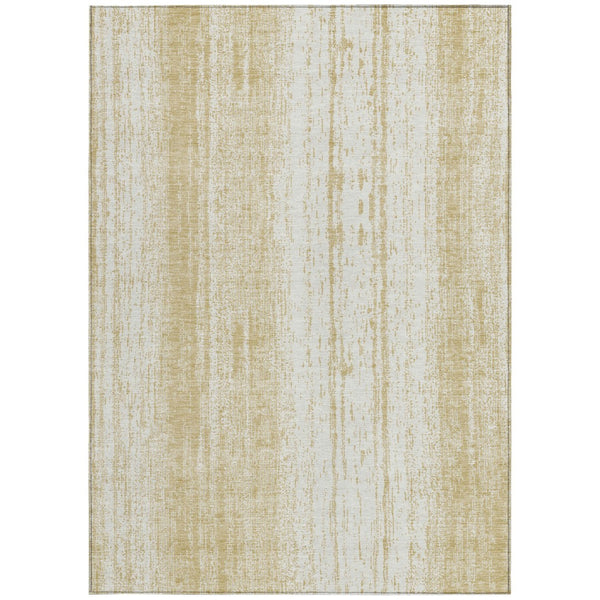 Homeroots 3' Artichoke Green And Ivory Striped Washable Indoor Outdoor Area Rug For Stylish Living Spaces 3' X 5' Polyester 589866